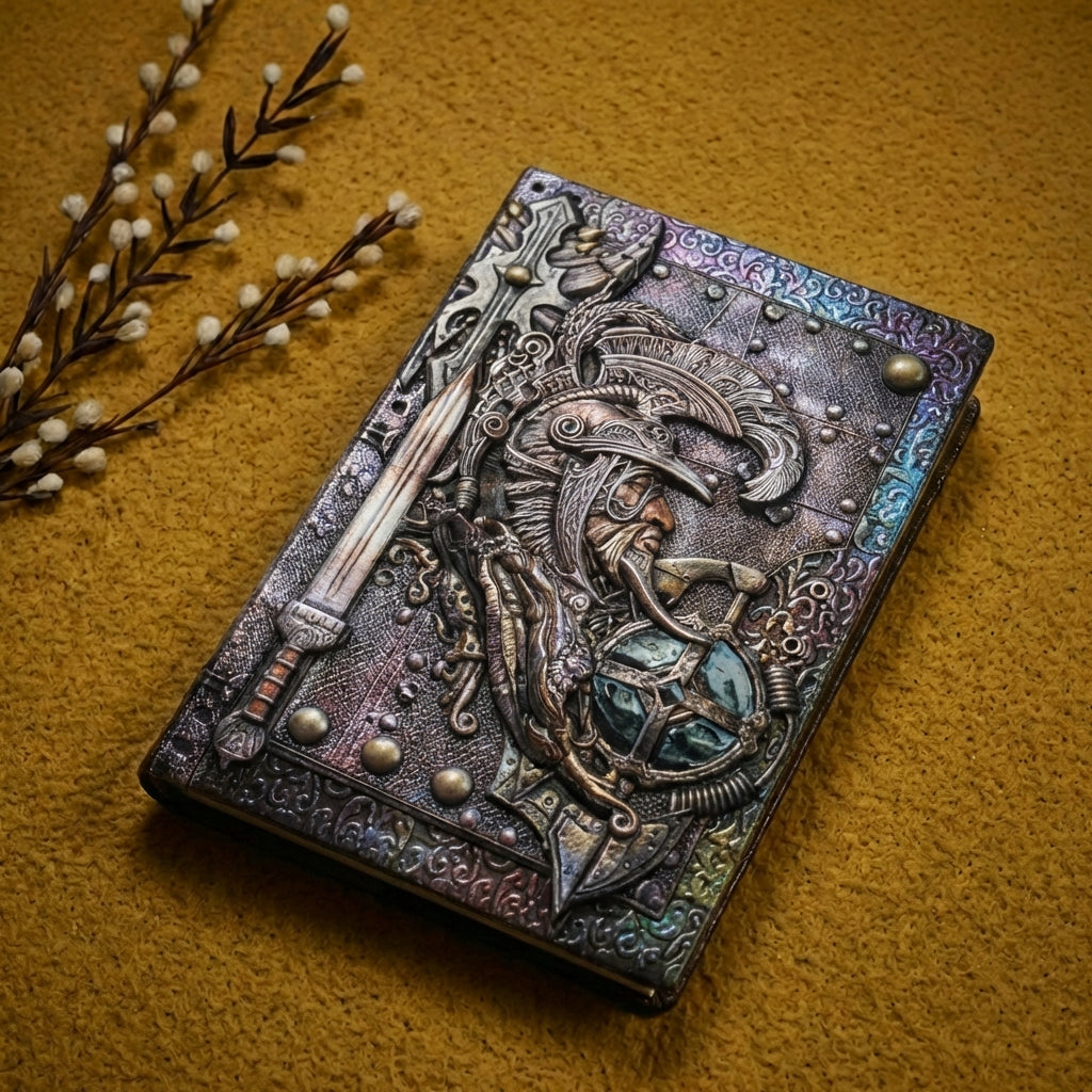 3D EMBOSSED LEATHER COVERED TRAVELLERS JOURNAL - GOD OF WAR - MULTI-COLOR - A5 SIZE