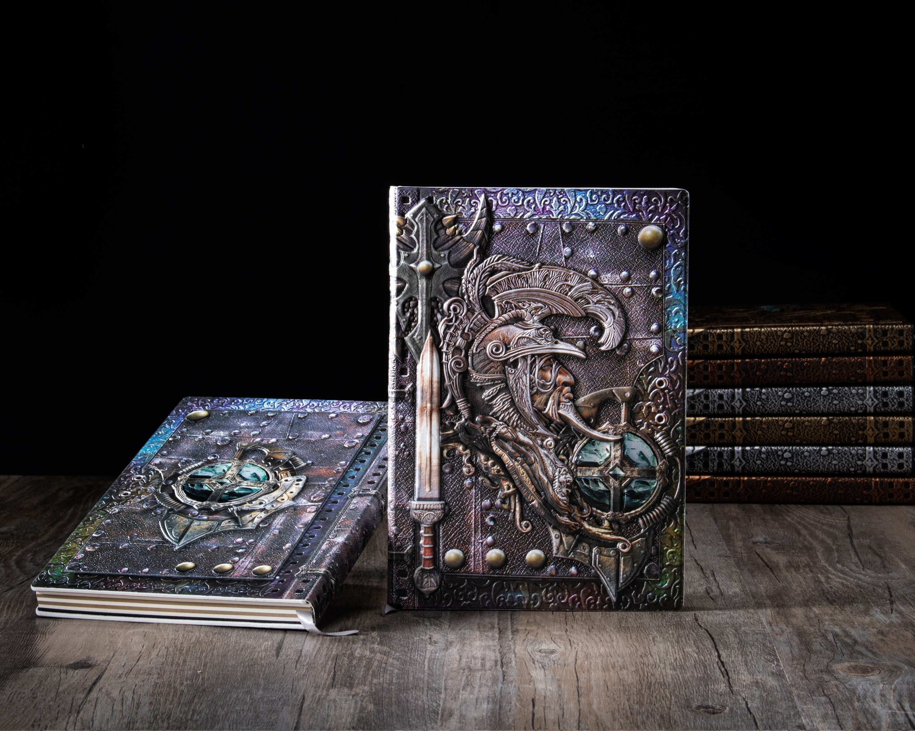 3D EMBOSSED LEATHER COVERED TRAVELLERS JOURNAL - GOD OF WAR - MULTI-COLOR - A5 SIZE alt