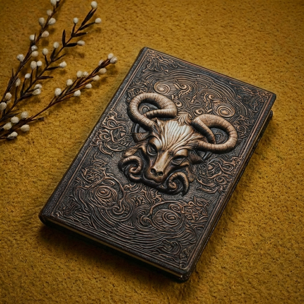 3D EMBOSSED LEATHER COVERED TRAVELLERS JOURNAL - BULLHEAD MULTICOLOR