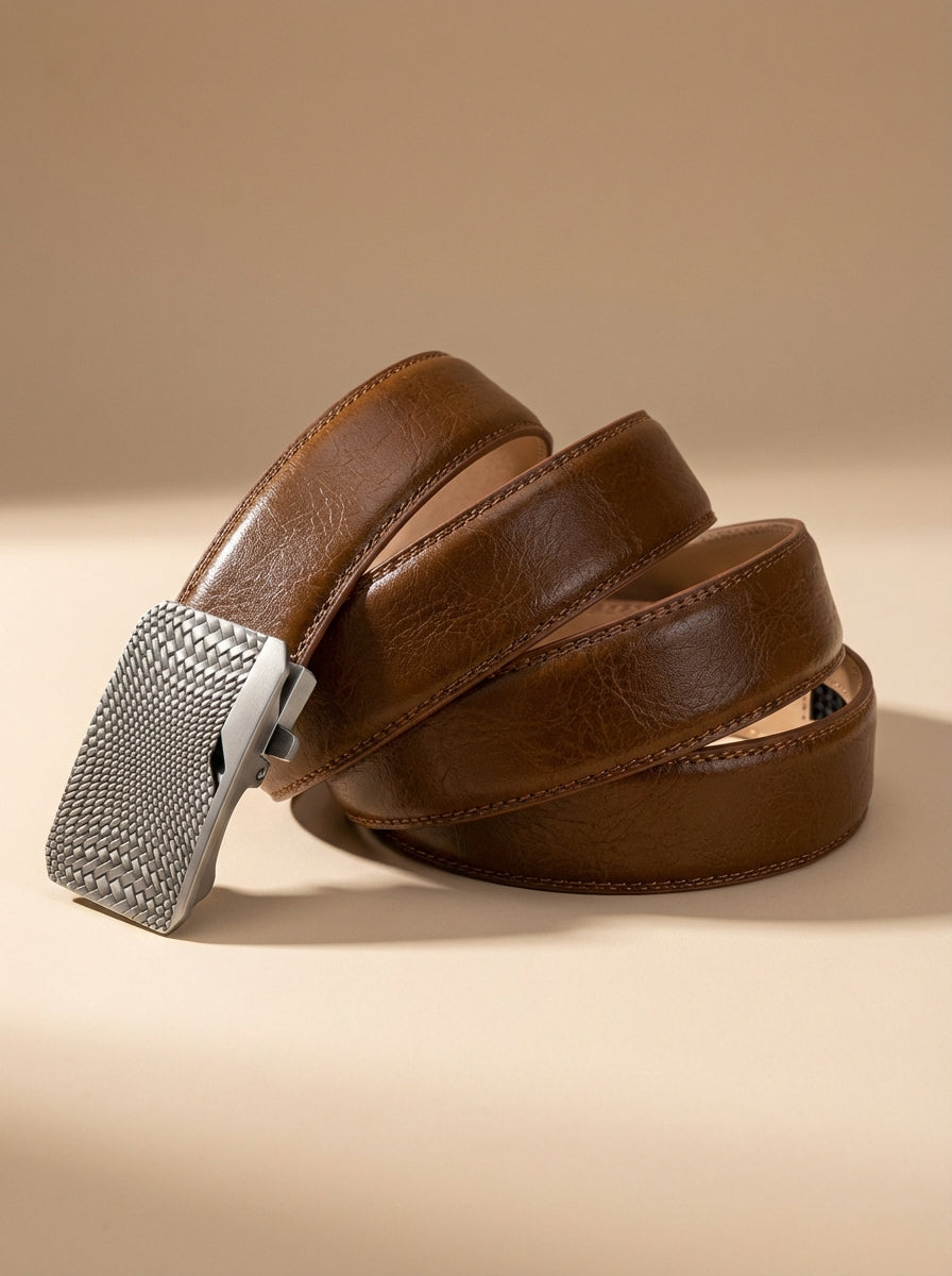 VEGETABLE TANNED 100% LEATHER BELT WITH CHROME PLATED BUCKLE - LY36-23165_SIL