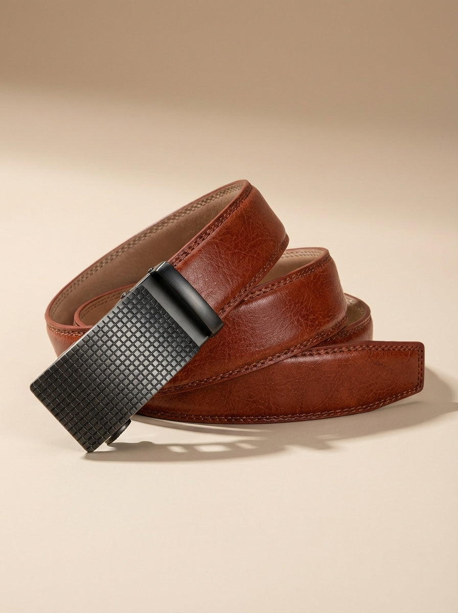VEGETABLE TANNED 100% LEATHER BELT WITH CHROME PLATED BUCKLE - LY36-0088_BLA