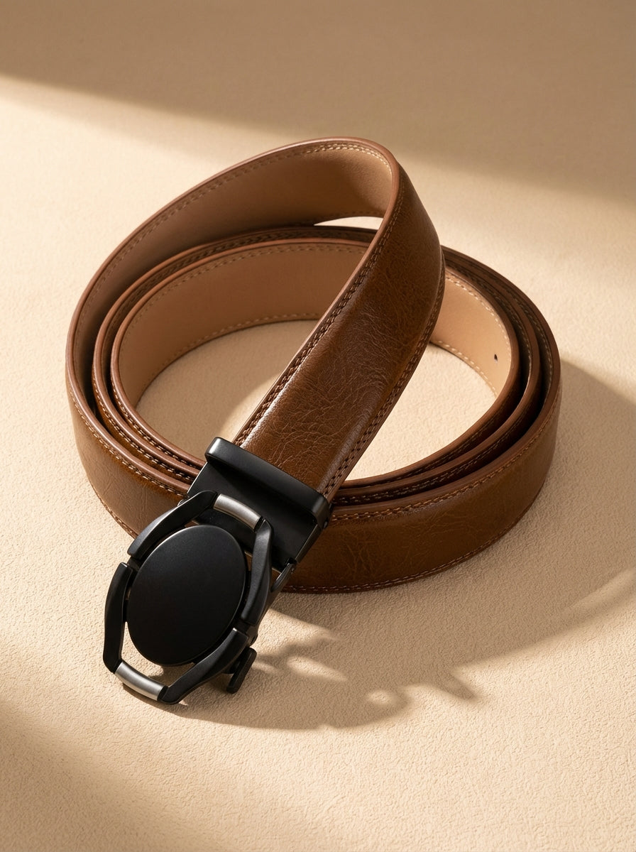 VEGETABLE TANNED 100% LEATHER BELT WITH CHROME PLATED BUCKLE - LY36-222755_CHR