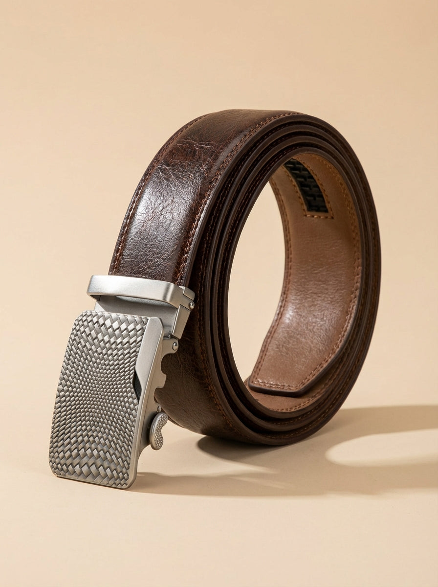VEGETABLE TANNED 100% LEATHER BELT WITH CHROME PLATED BUCKLE - LY36-23165_SIL