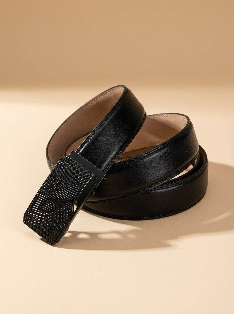 VEGETABLE TANNED 100% LEATHER BELT WITH CHROME PLATED BUCKLE - LY36-23165_BLA