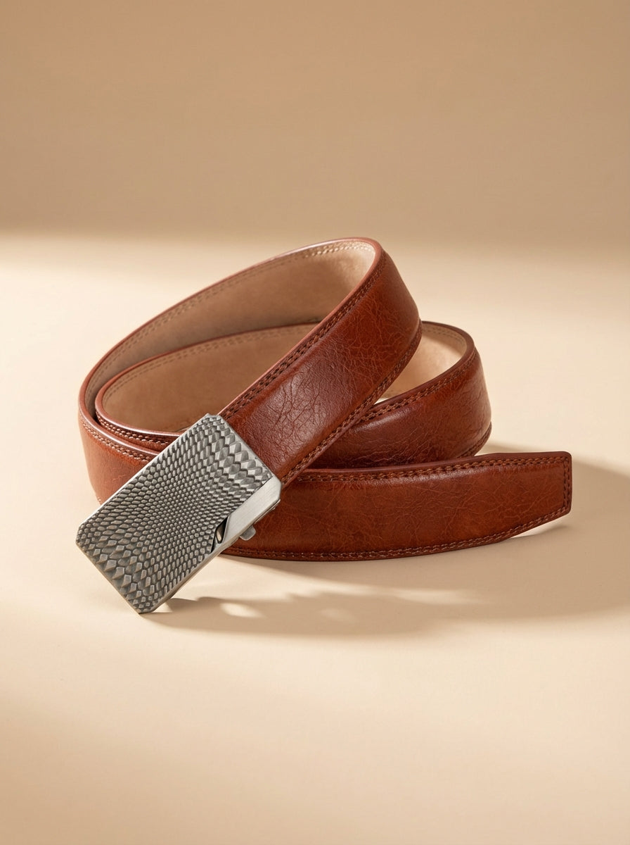 VEGETABLE TANNED 100% LEATHER BELT WITH CHROME PLATED BUCKLE - LY36-23165_SIL