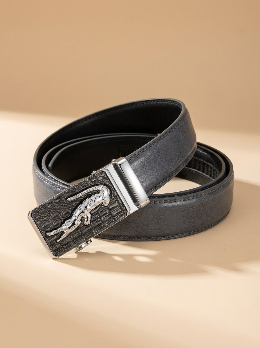 VEGETABLE TANNED 100% LEATHER BELT WITH CHROME PLATED BUCKLE - 001-012_SIL