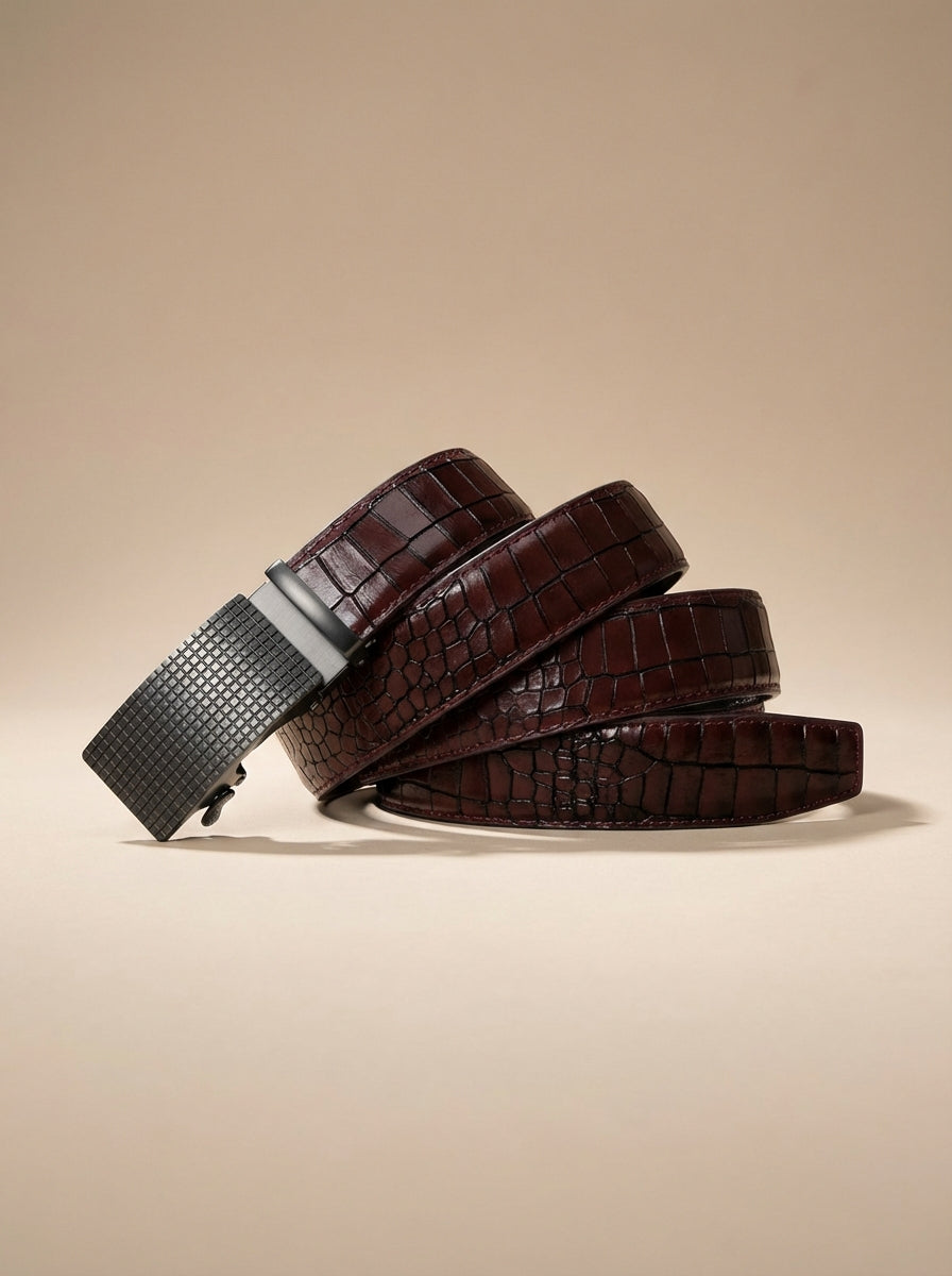 TORTOISE CRACK VEGETABLE TANNED 100% LEATHER BELT WITH CHROME PLATED BUCKLE - LY36-0088_BLA