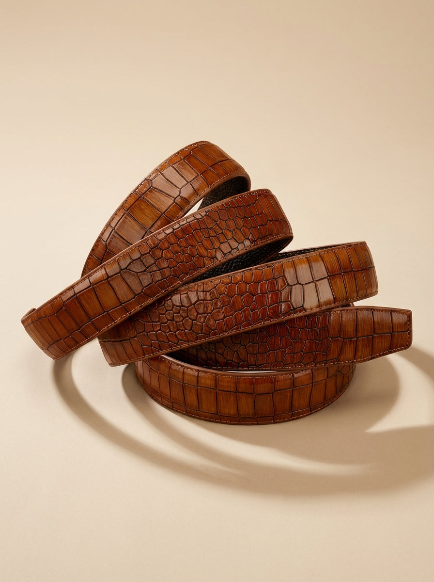 TORTOISE CRACK VEGETABLE TANNED 100% LEATHER BELT