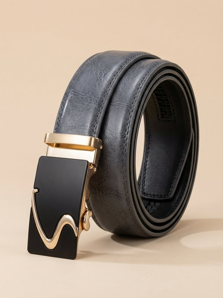 VEGETABLE TANNED 100% LEATHER BELT WITH GEOMETRIC BUCKLE - 609