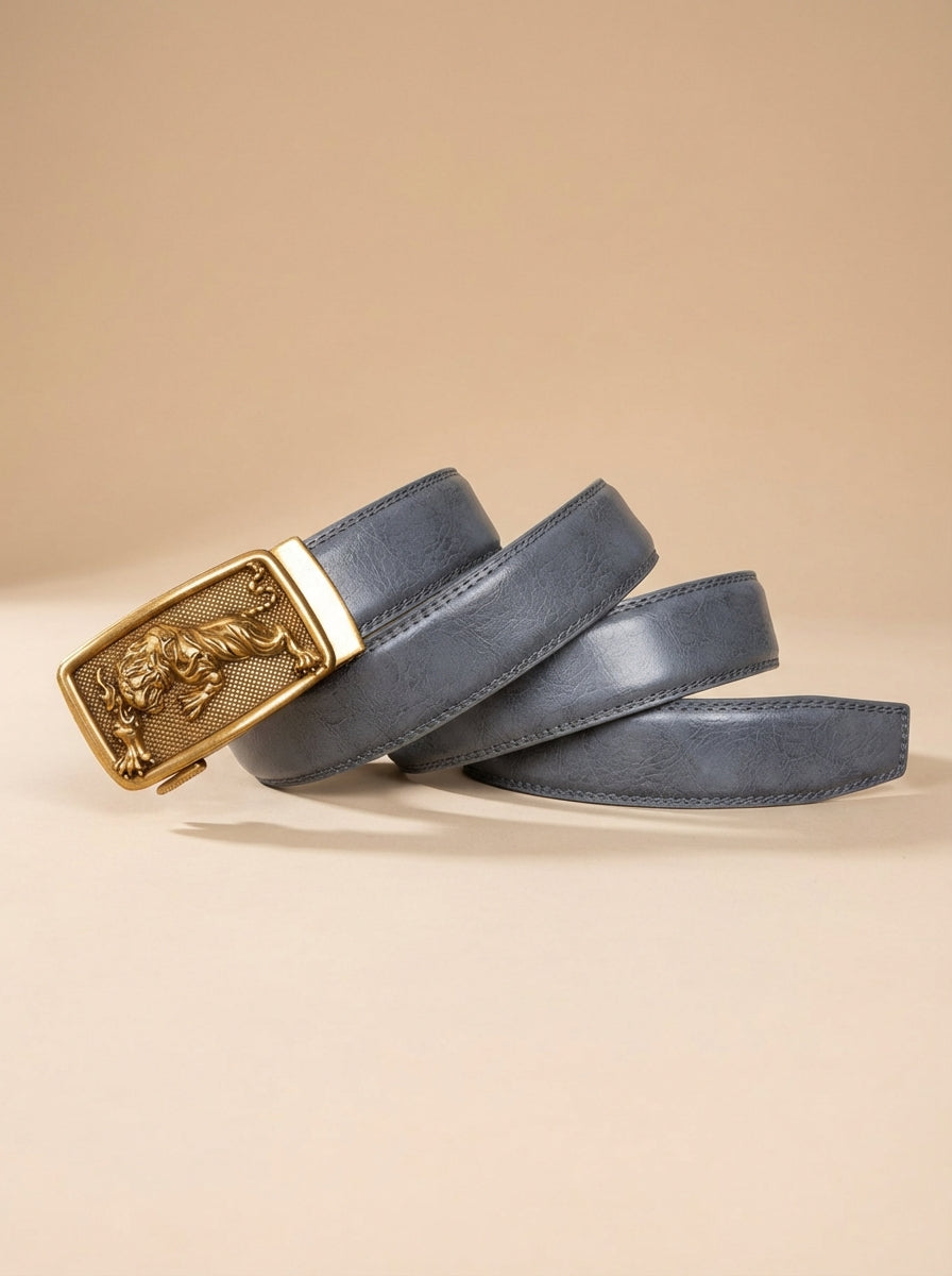 VEGETABLE TANNED 100% LEATHER BELT WITH BRONZE BUCKLE - TIGER