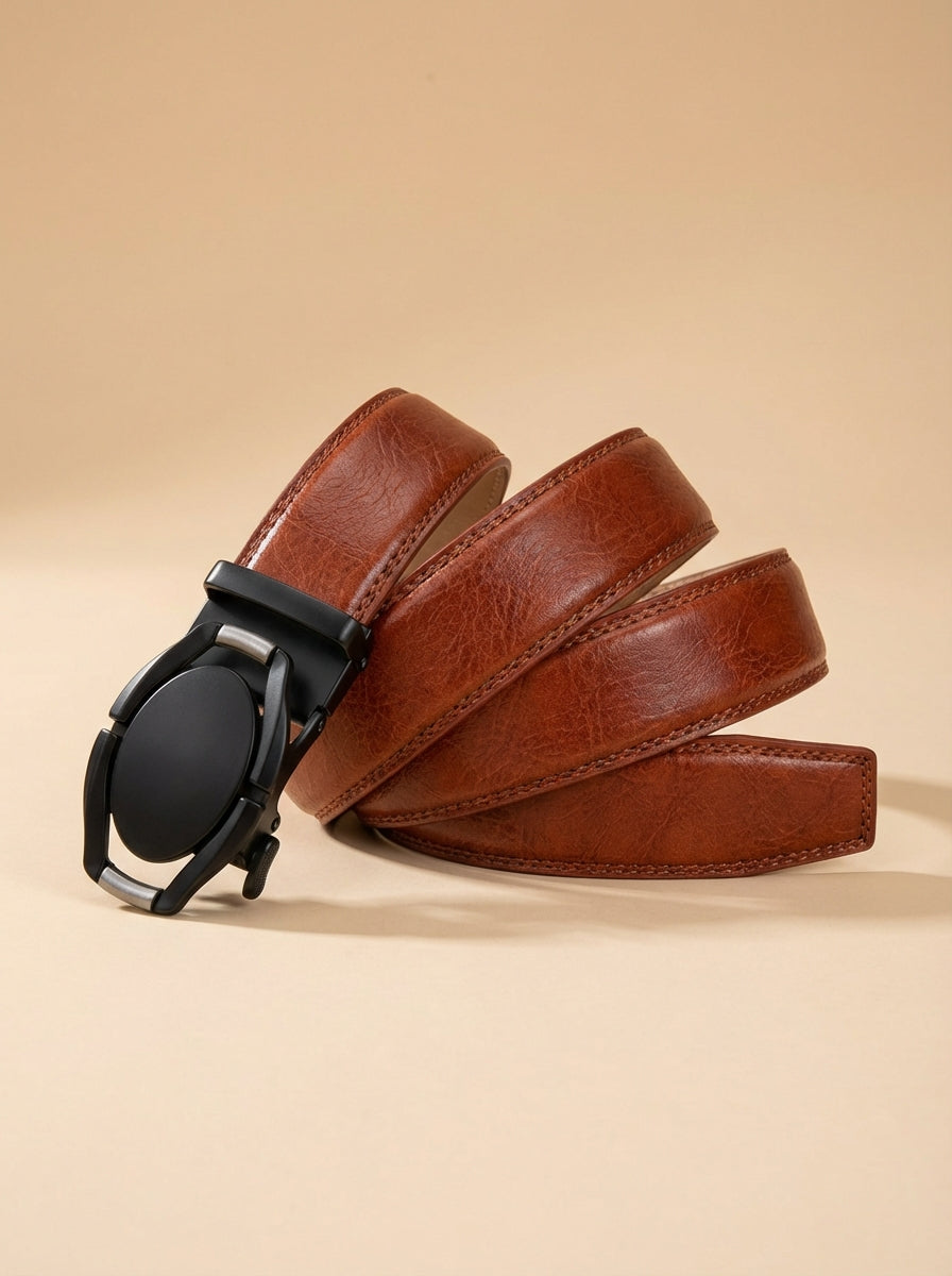 VEGETABLE TANNED 100% LEATHER BELT WITH CHROME PLATED BUCKLE - LY36-222755_CHR