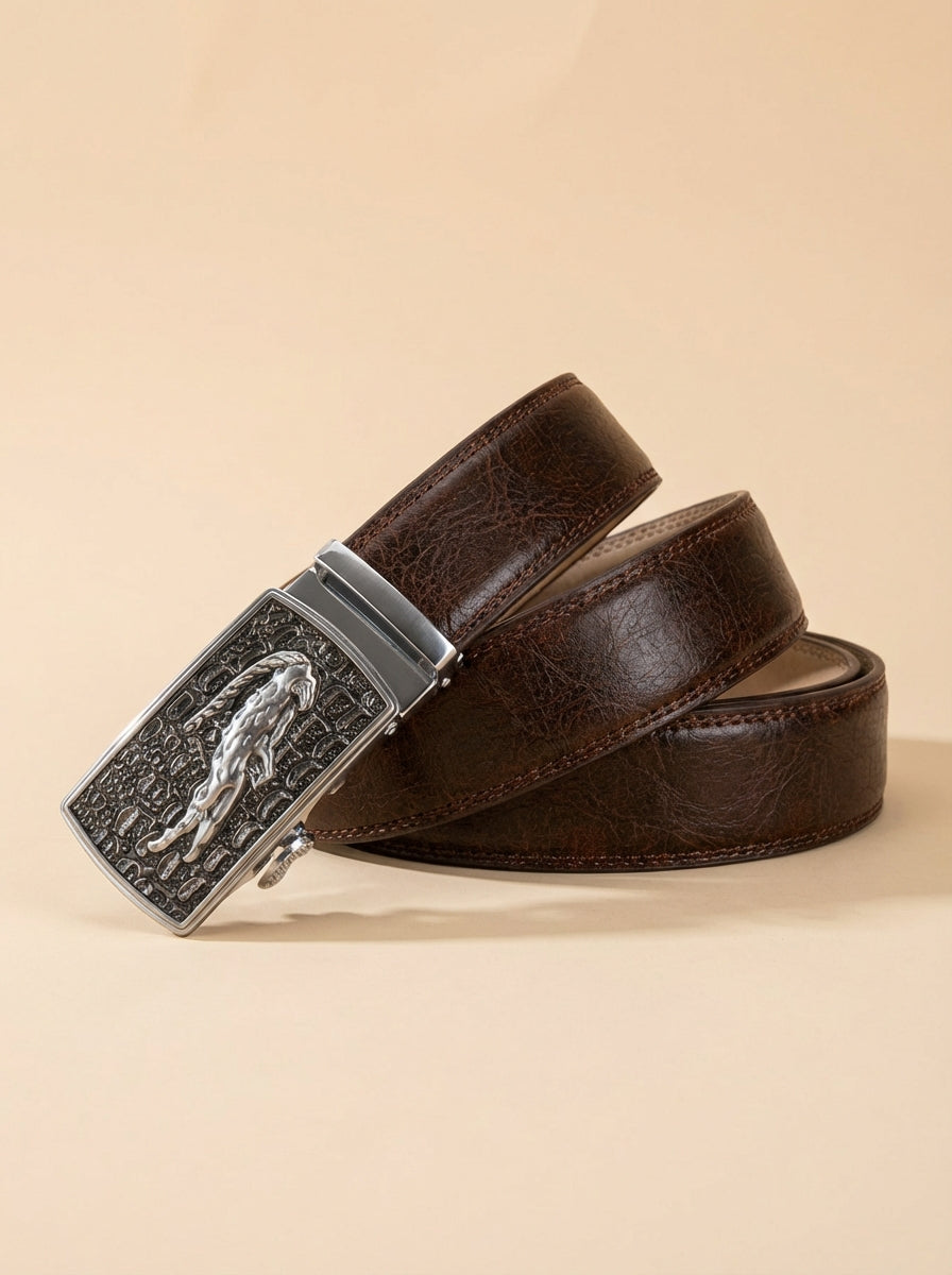 VEGETABLE TANNED 100% LEATHER BELT WITH CHROME PLATED BUCKLE - 001-012_SIL