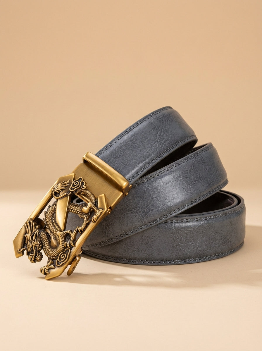 VEGETABLE TANNED 100% LEATHER BELT WITH BRONZE BUCKLE -DRAGON