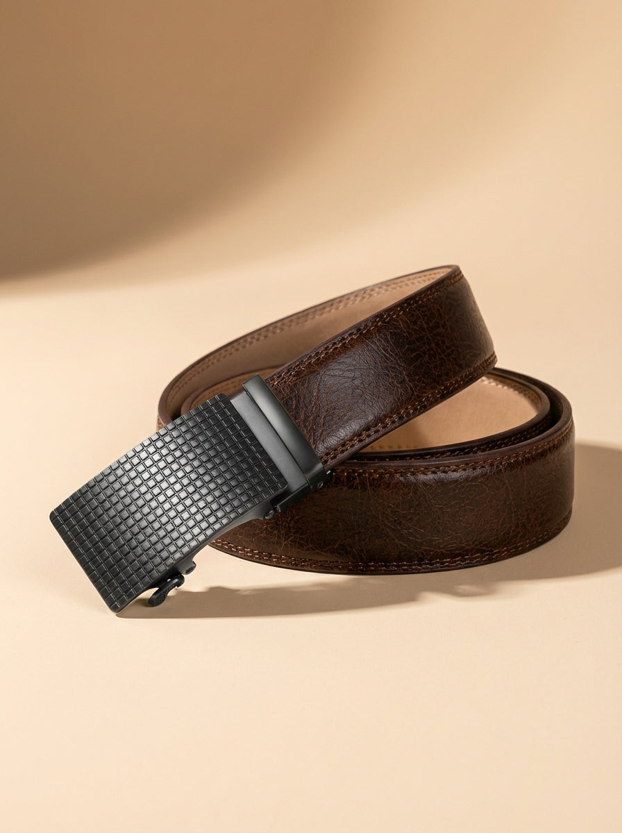VEGETABLE TANNED 100% LEATHER BELT WITH CHROME PLATED BUCKLE - LY36-0088_BLA