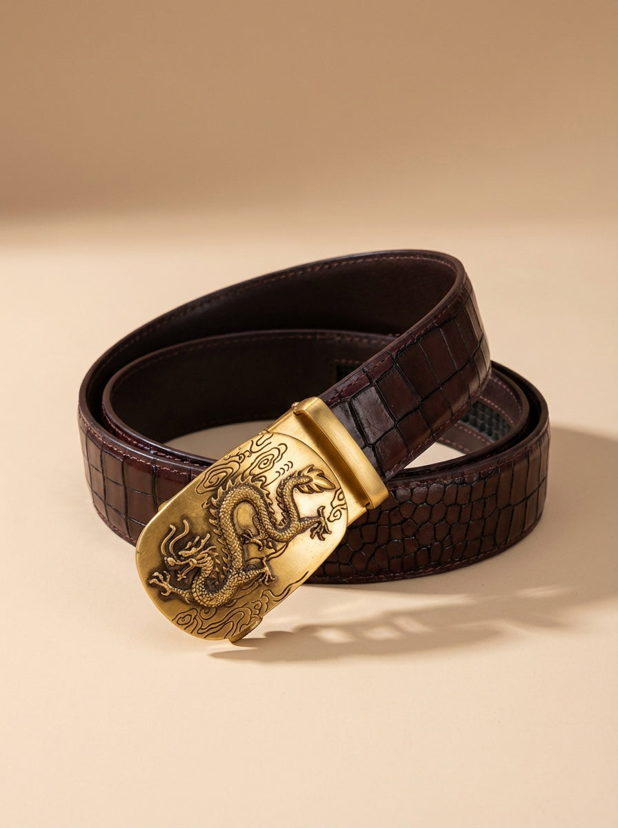 TORTOISE CRACK VEGETABLE TANNED 100% LEATHER BELT WITH BRONZE BUCKLE - FLY