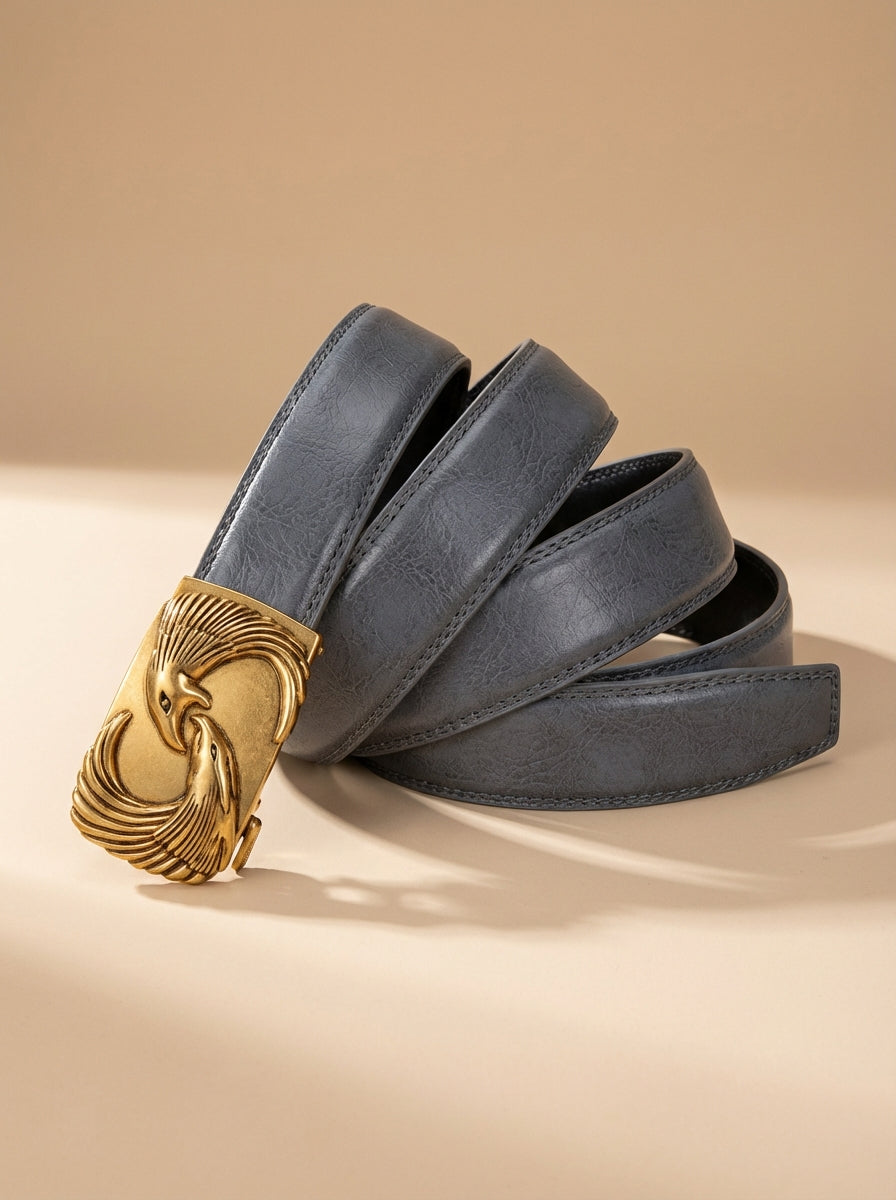 VEGETABLE TANNED 100% LEATHER BELT WITH BRONZE BUCKLE - EAGLE