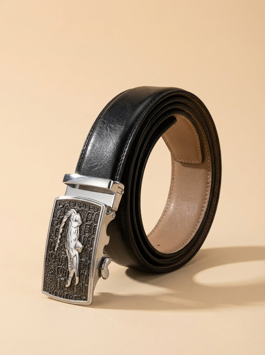 VEGETABLE TANNED 100% LEATHER BELT WITH CHROME PLATED BUCKLE - 001-012_SIL