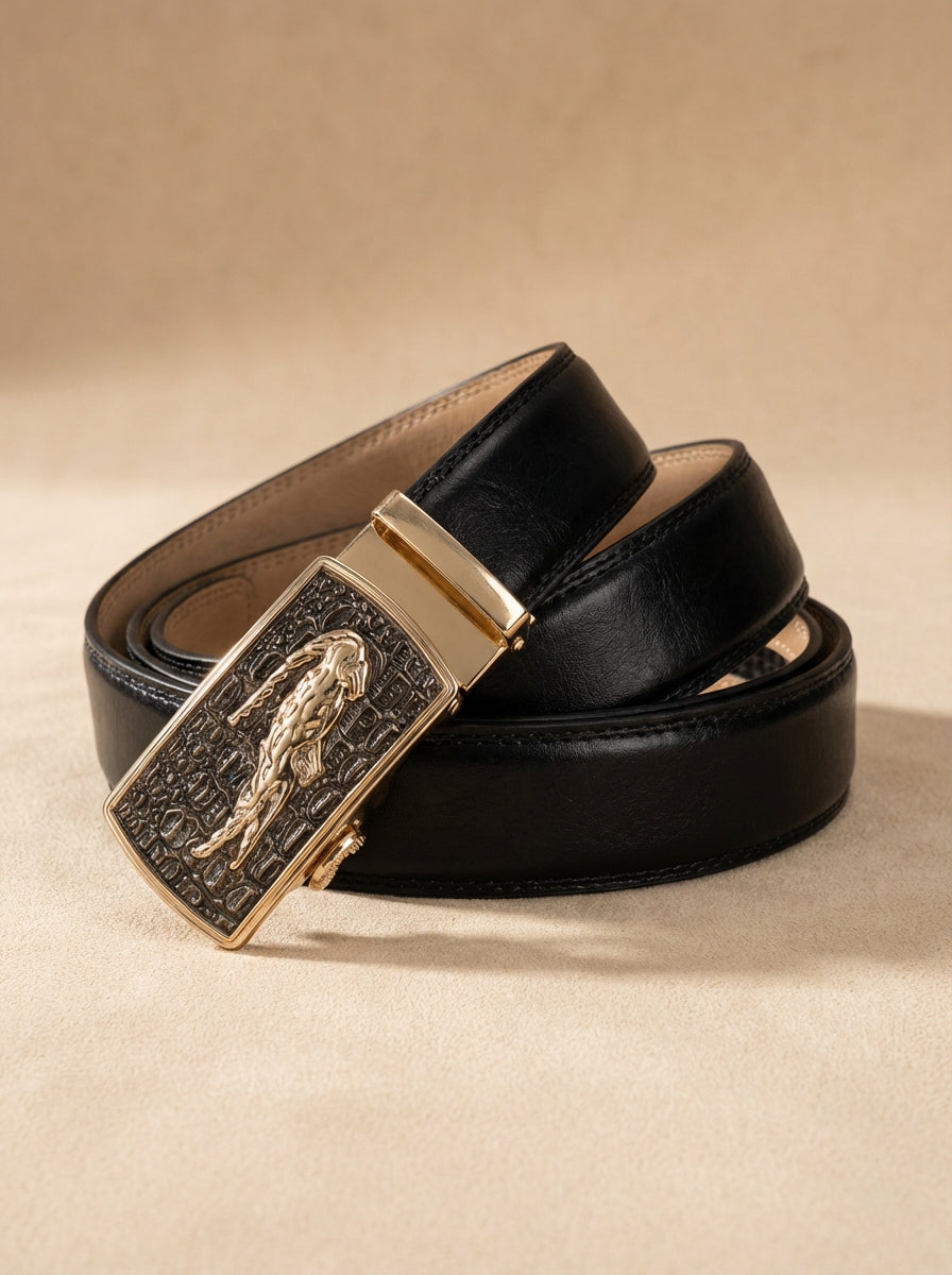 VEGETABLE TANNED 100% LEATHER BELT WITH CHROME PLATED BUCKLE - 001-012_GOL