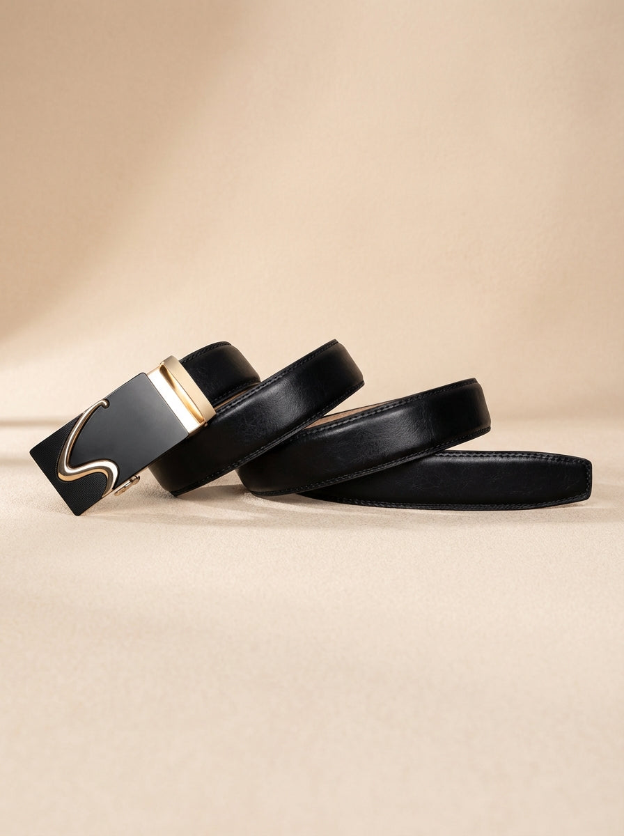 VEGETABLE TANNED 100% LEATHER BELT WITH GEOMETRIC BUCKLE - 609