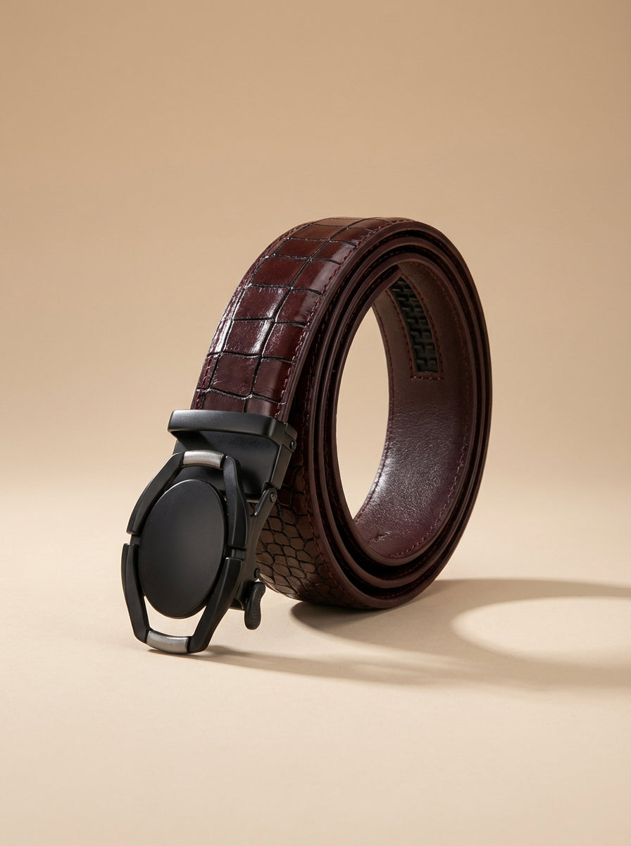 TORTOISE CRACK VEGETABLE TANNED 100% LEATHER BELT WITH CHROME PLATED BUCKLE - LY36-222755_CHR