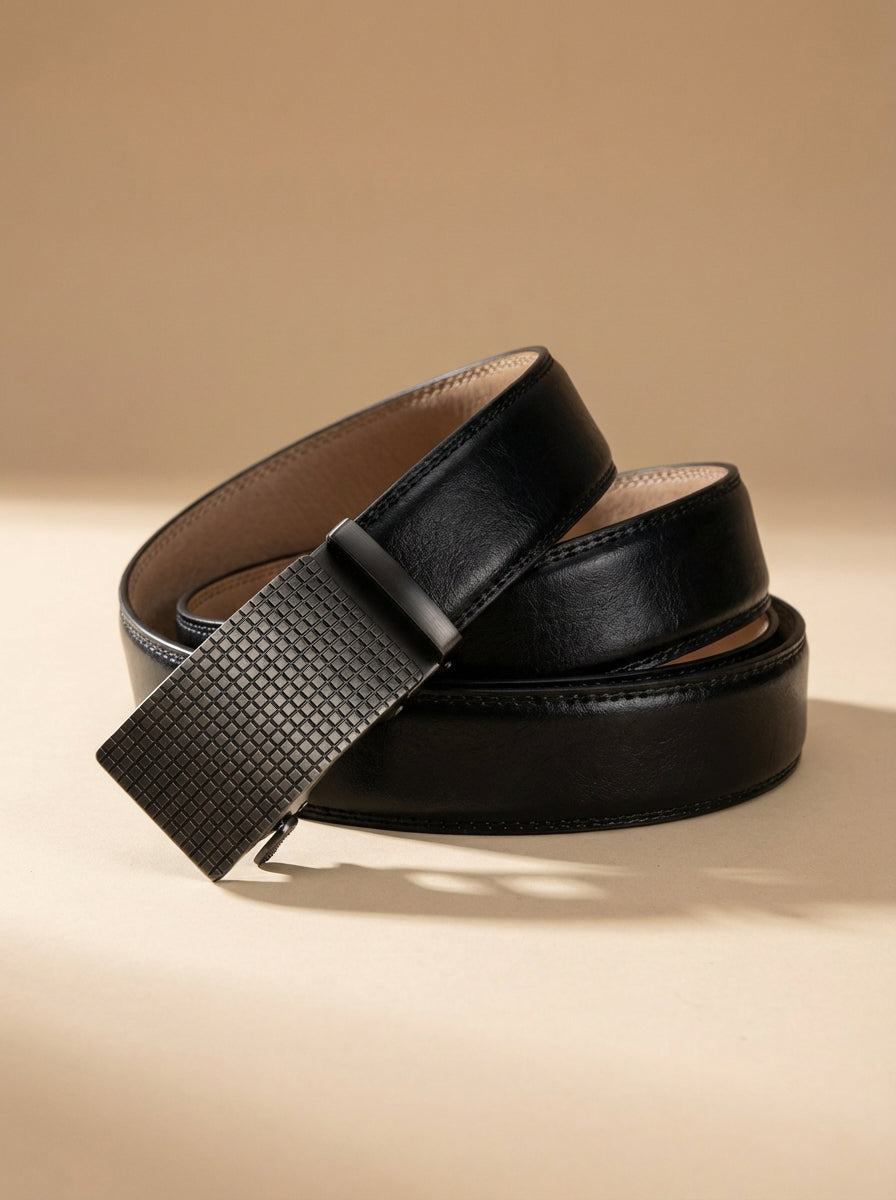 VEGETABLE TANNED 100% LEATHER BELT WITH CHROME PLATED BUCKLE - LY36-0088_BLA