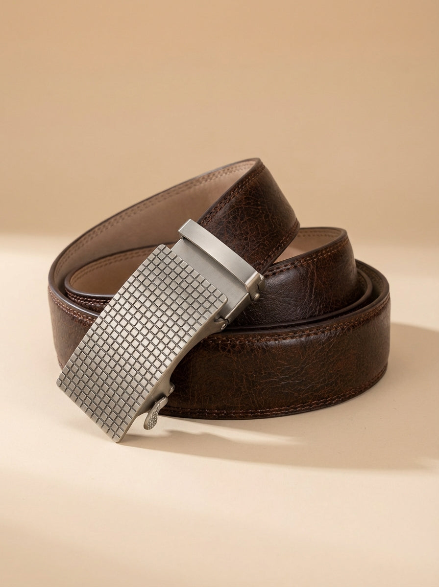 VEGETABLE TANNED 100% LEATHER BELT WITH CHROME PLATED BUCKLE - LY36-0088_SIL