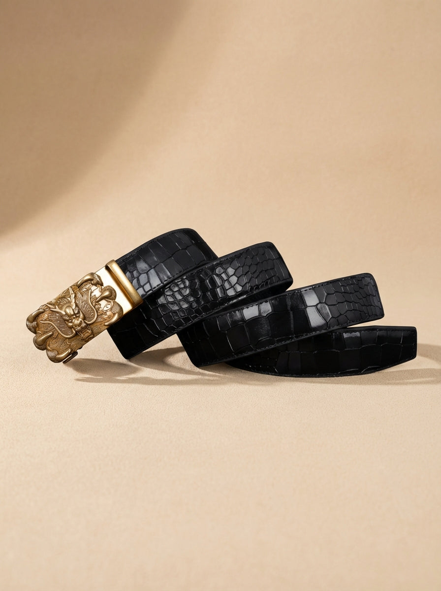 TORTOISE CRACK VEGETABLE TANNED 100% LEATHER BELT WITH BRONZE BUCKLE - CLAW