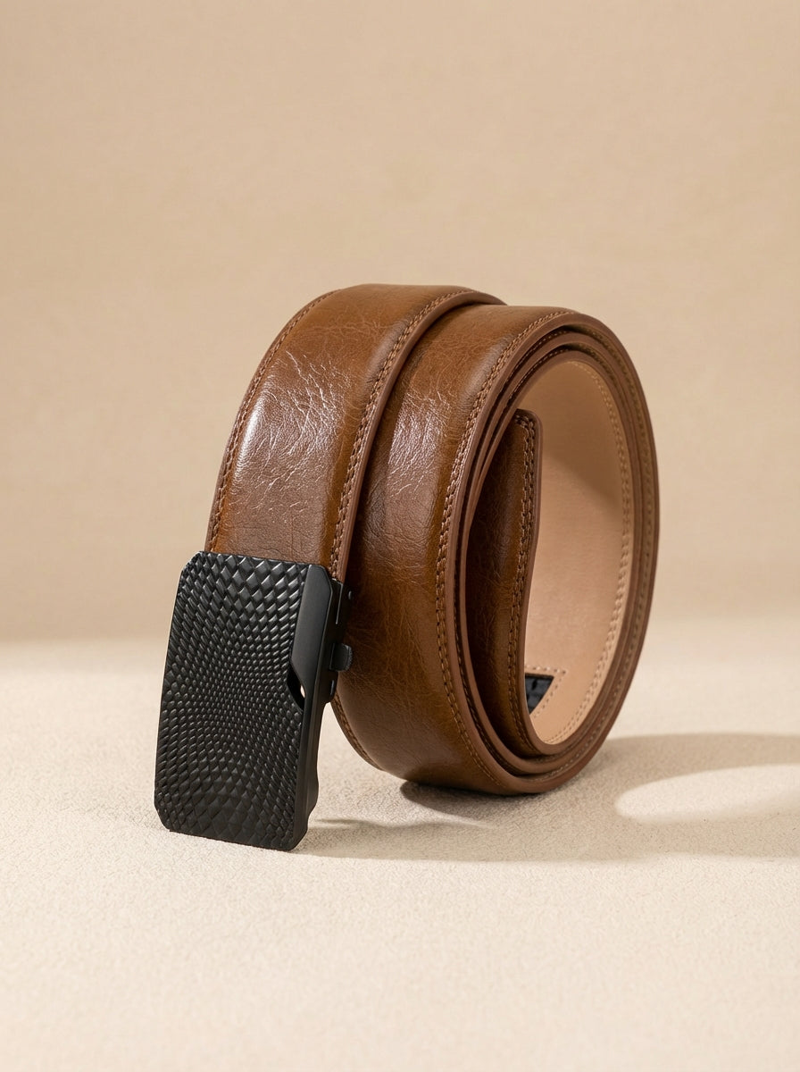 VEGETABLE TANNED 100% LEATHER BELT WITH CHROME PLATED BUCKLE - LY36-23165_BLA