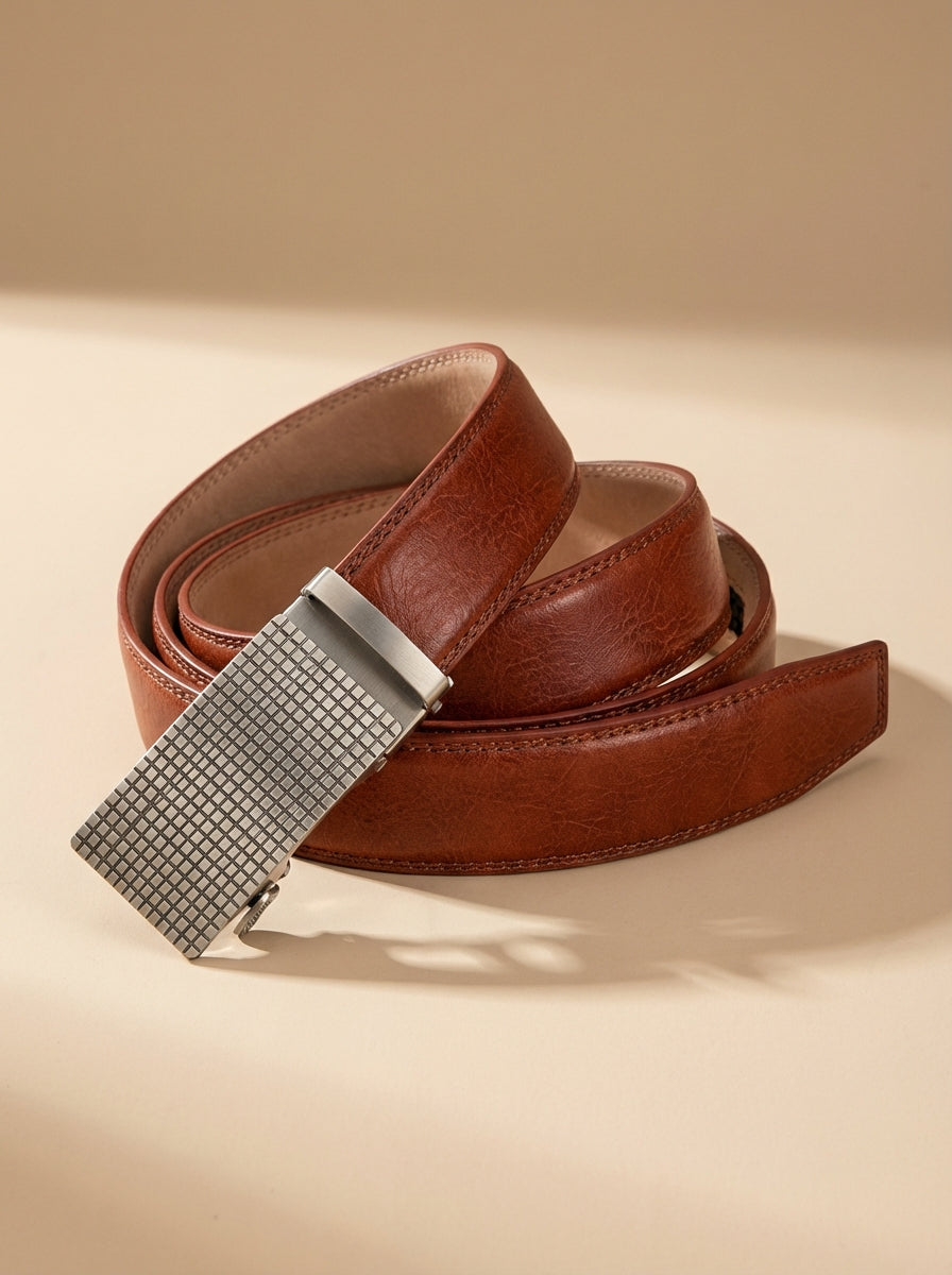 VEGETABLE TANNED 100% LEATHER BELT WITH CHROME PLATED BUCKLE - LY36-0088_SIL