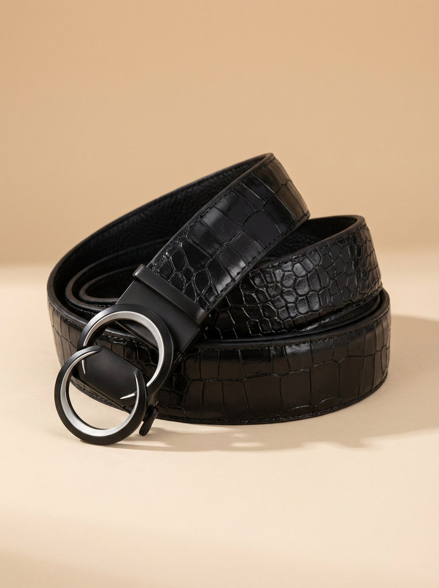 TORTOISE CRACK VEGETABLE TANNED 100% LEATHER BELT WITH CHROME PLATED BUCKLE - LY36-222882_CHR
