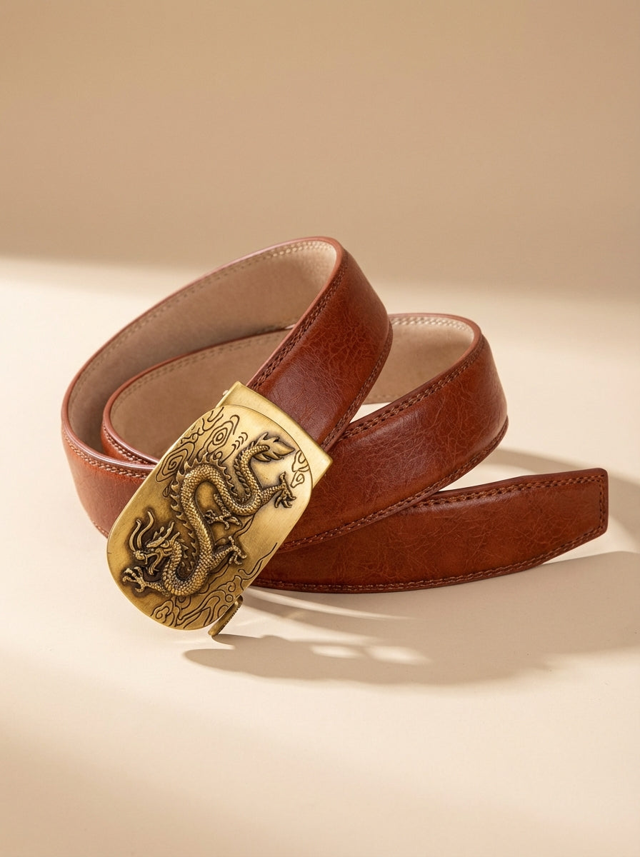 VEGETABLE TANNED 100% LEATHER BELT WITH BRONZE BUCKLE - FLY