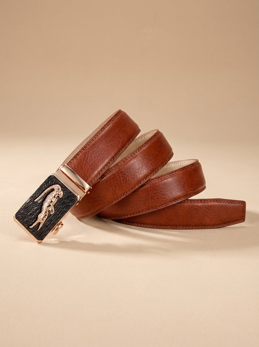 VEGETABLE TANNED 100% LEATHER BELT WITH CHROME PLATED BUCKLE - 001-012_GOL