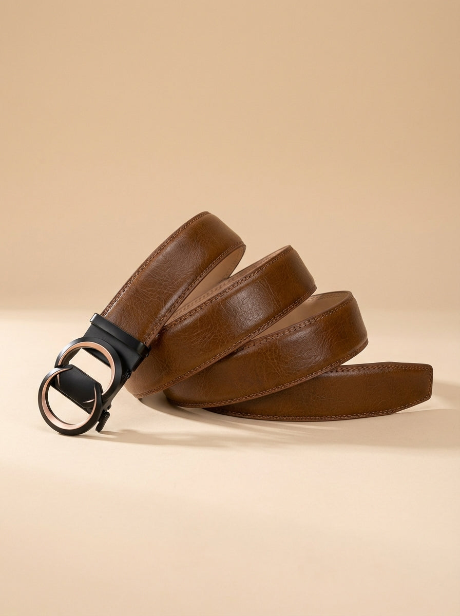 VEGETABLE TANNED 100% LEATHER BELT WITH CHROME PLATED BUCKLE - LY36-222882_GOL