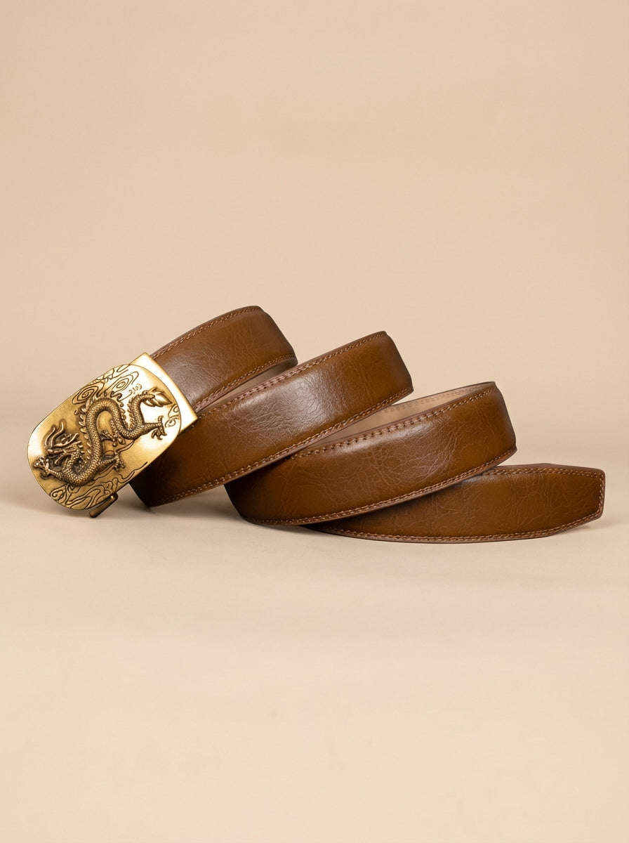 VEGETABLE TANNED 100% LEATHER BELT WITH BRONZE BUCKLE - FLY