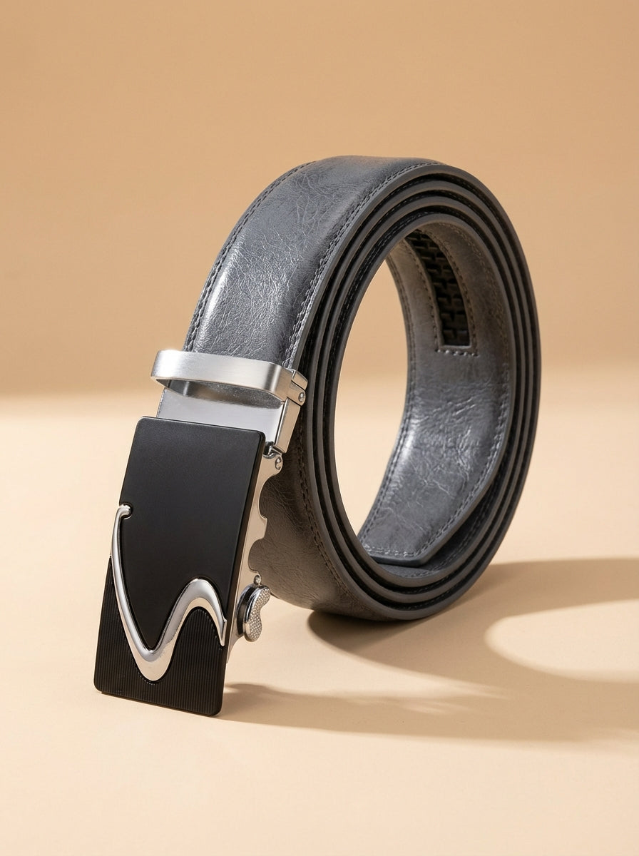 VEGETABLE TANNED 100% LEATHER BELT WITH GEOMETRIC BUCKLE - 610
