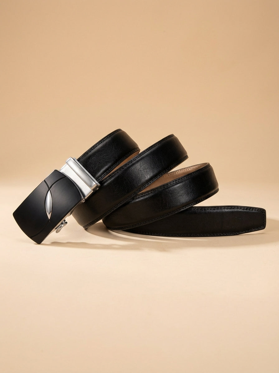 VEGETABLE TANNED 100% LEATHER BELT WITH GEOMETRIC BUCKLE - 612