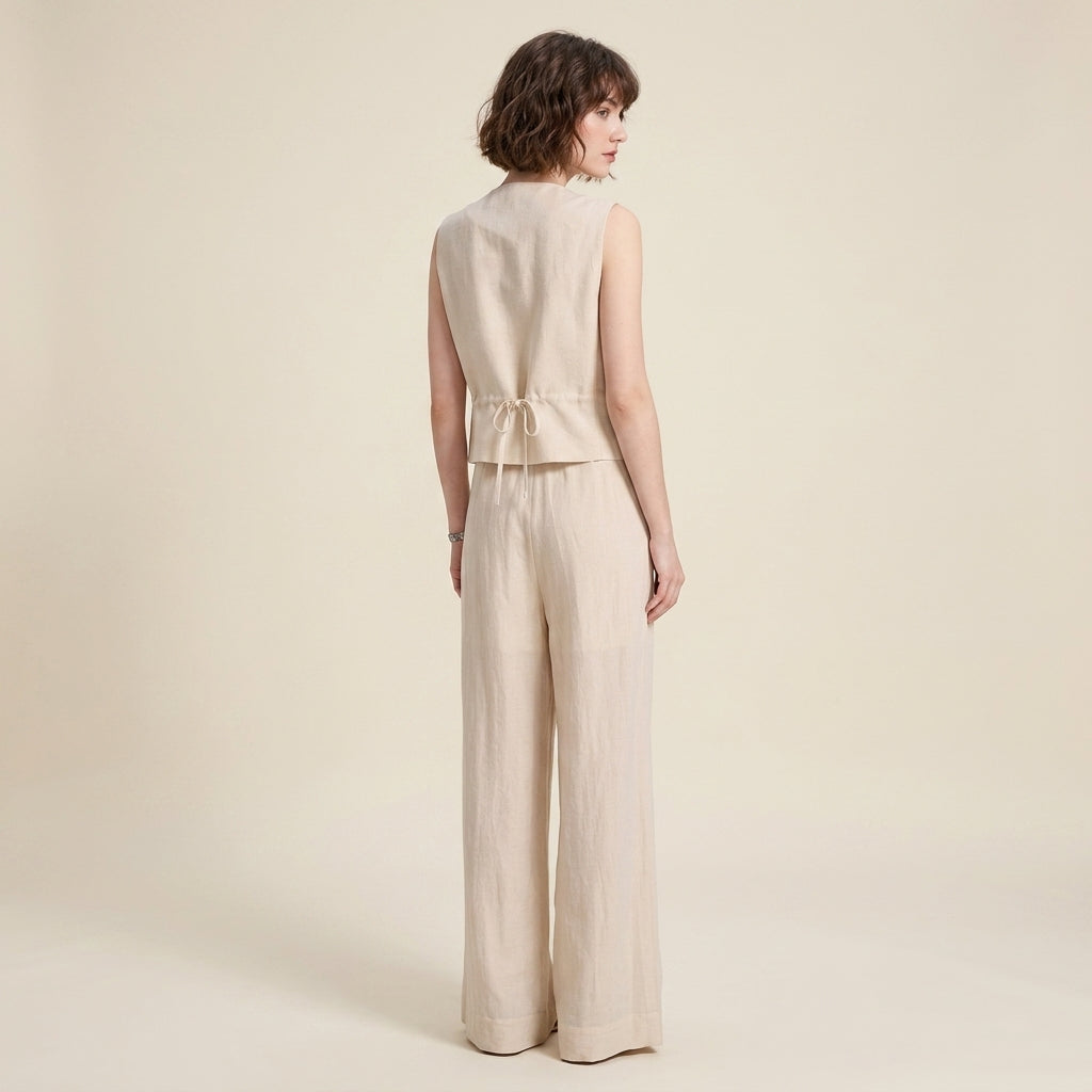 The Summer Tailored V-Neck Vest Top in Light Blue - BEIGE