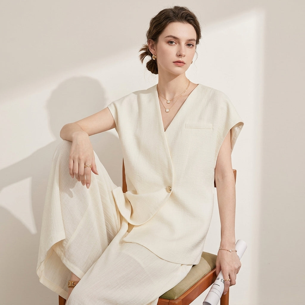 Wrap Form Vest in Ivory alt
