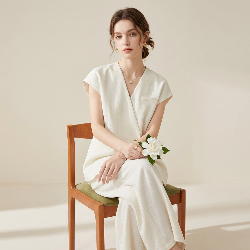 Wrap Form Vest in Ivory
