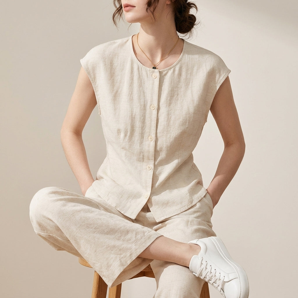 Linen Top in Soft Oat - APRICOT