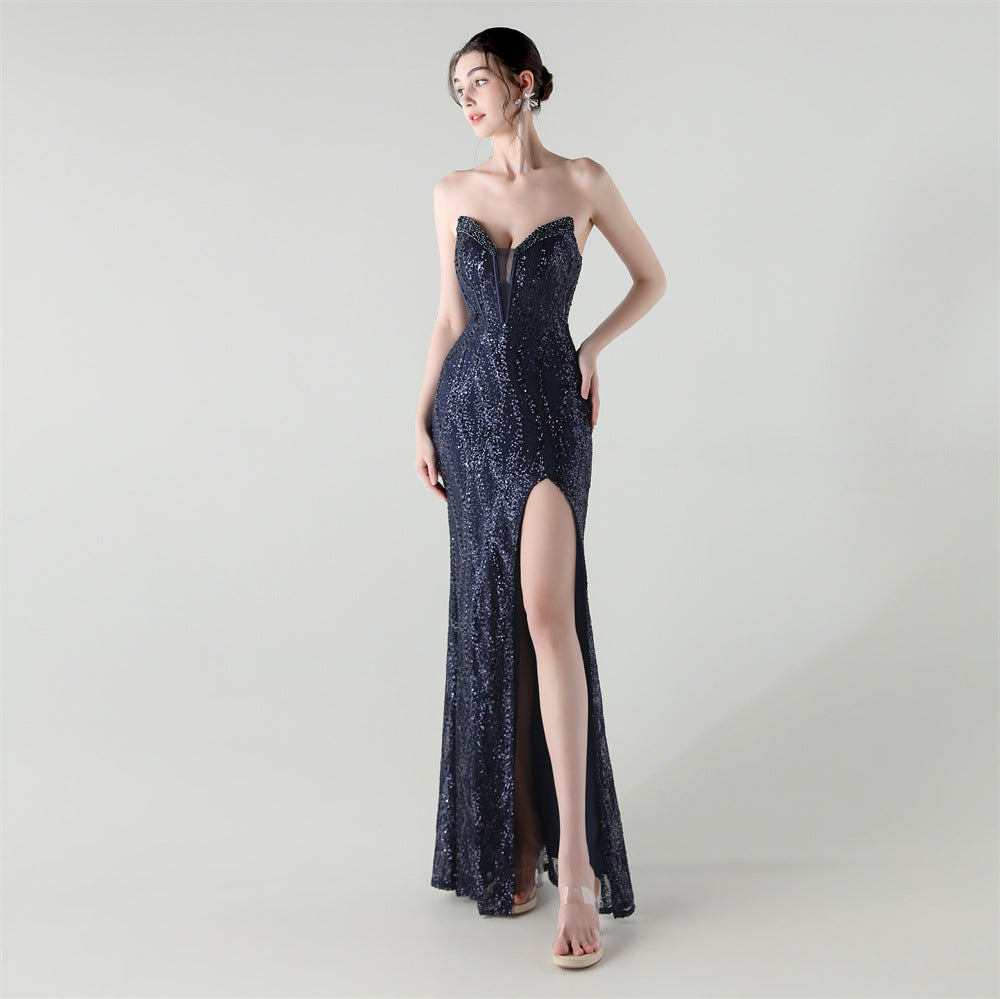 Navy Blue Starlight Serenade Sequin Gown alt