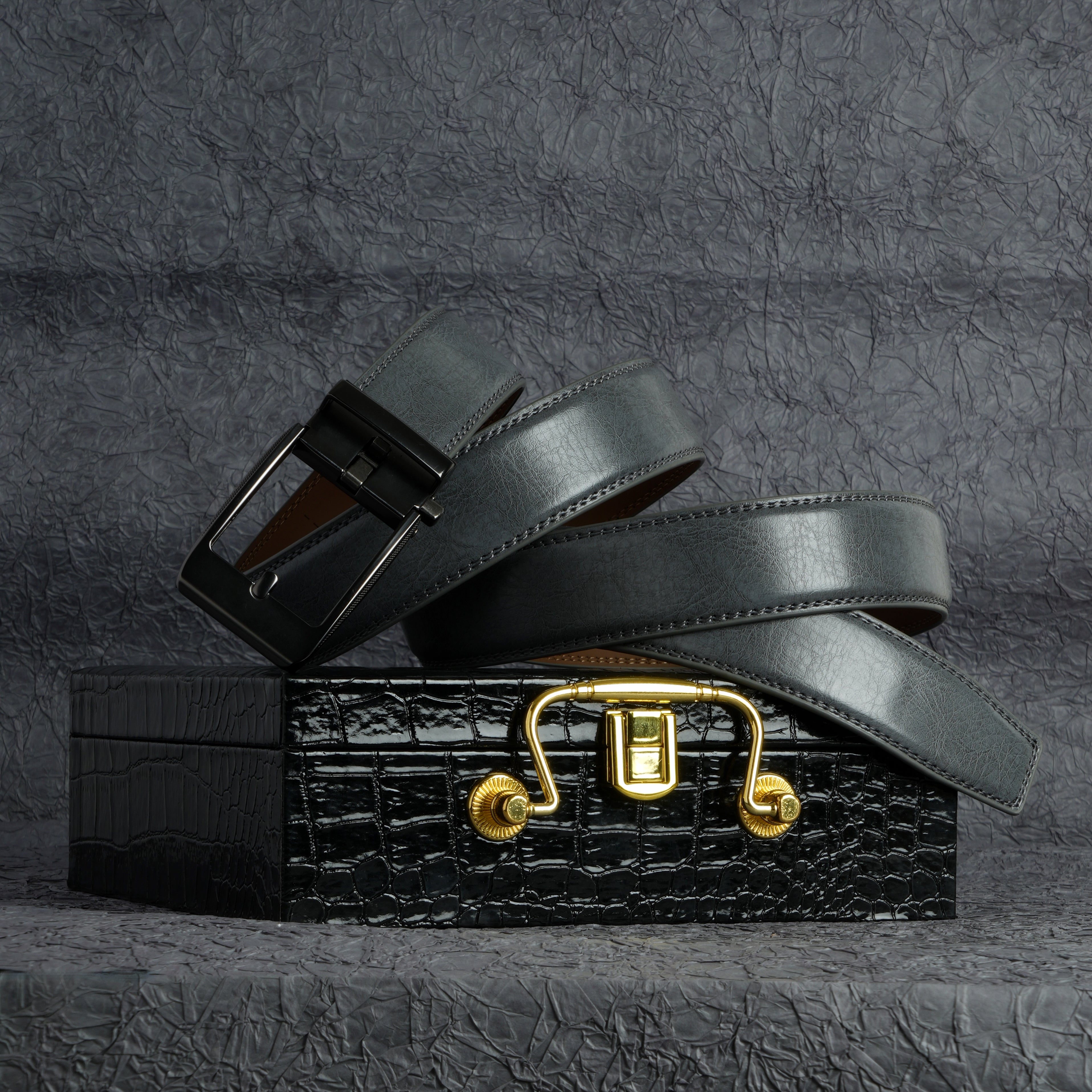 VEGETABLE TANNED 100% LEATHER BELT WITH CLASSIC BUCKLE alt