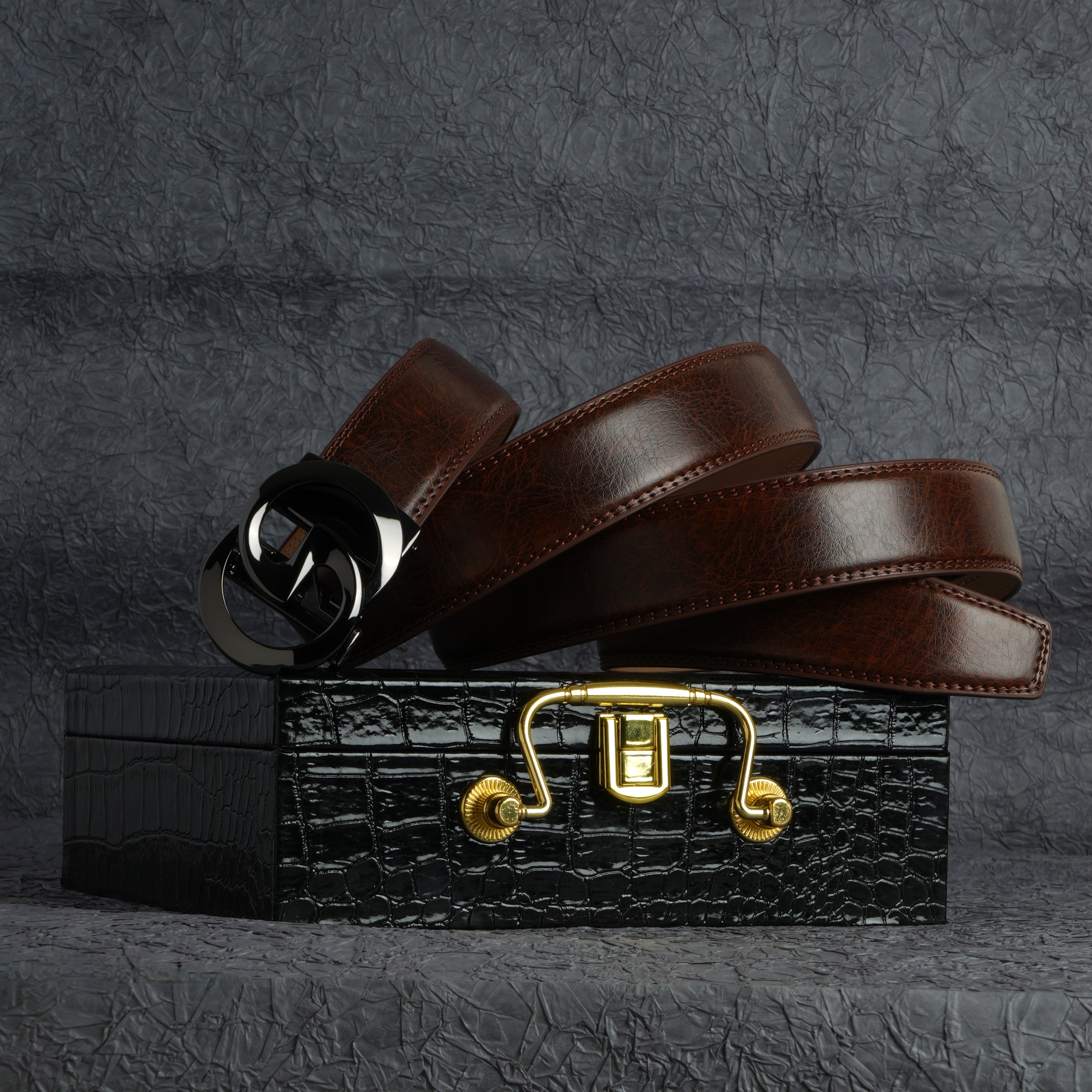 VEGETABLE TANNED 100% LEATHER BELT WITH CLASSIC BUCKLE alt