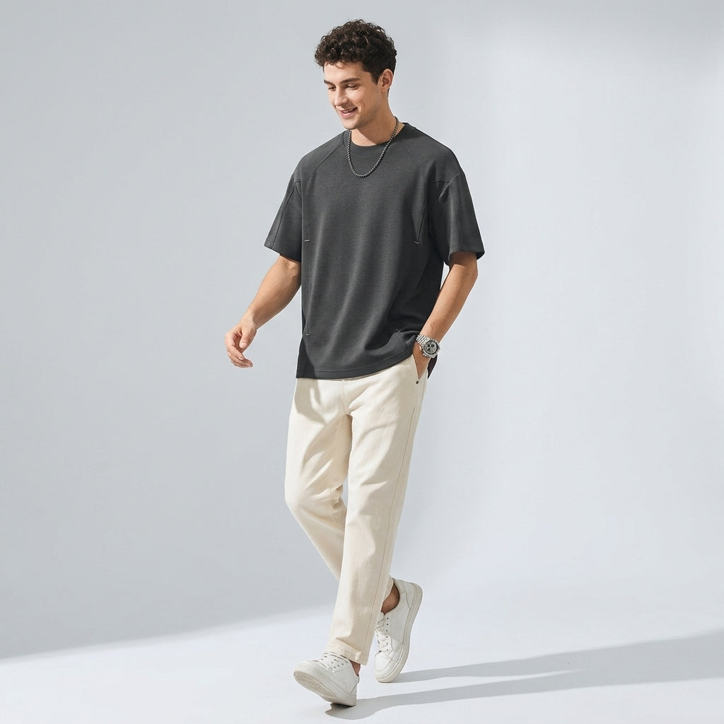7A Antibacterial Raglan Sleeve Combed Cotton Tee in Dark Green