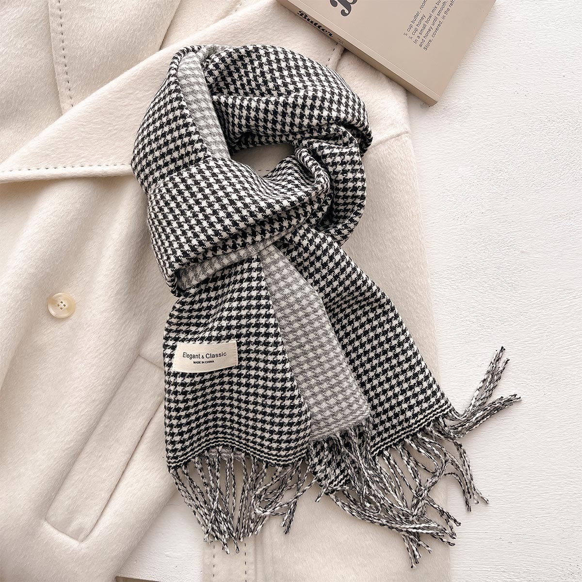 Plaid Winter Scarf - 45 * 206 CMS - FYR-160_BLACK
