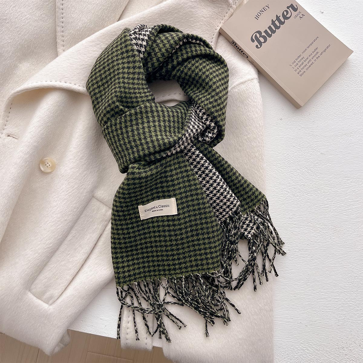 Plaid Winter Scarf - 45 * 206 CMS - FYR-160_GREEN