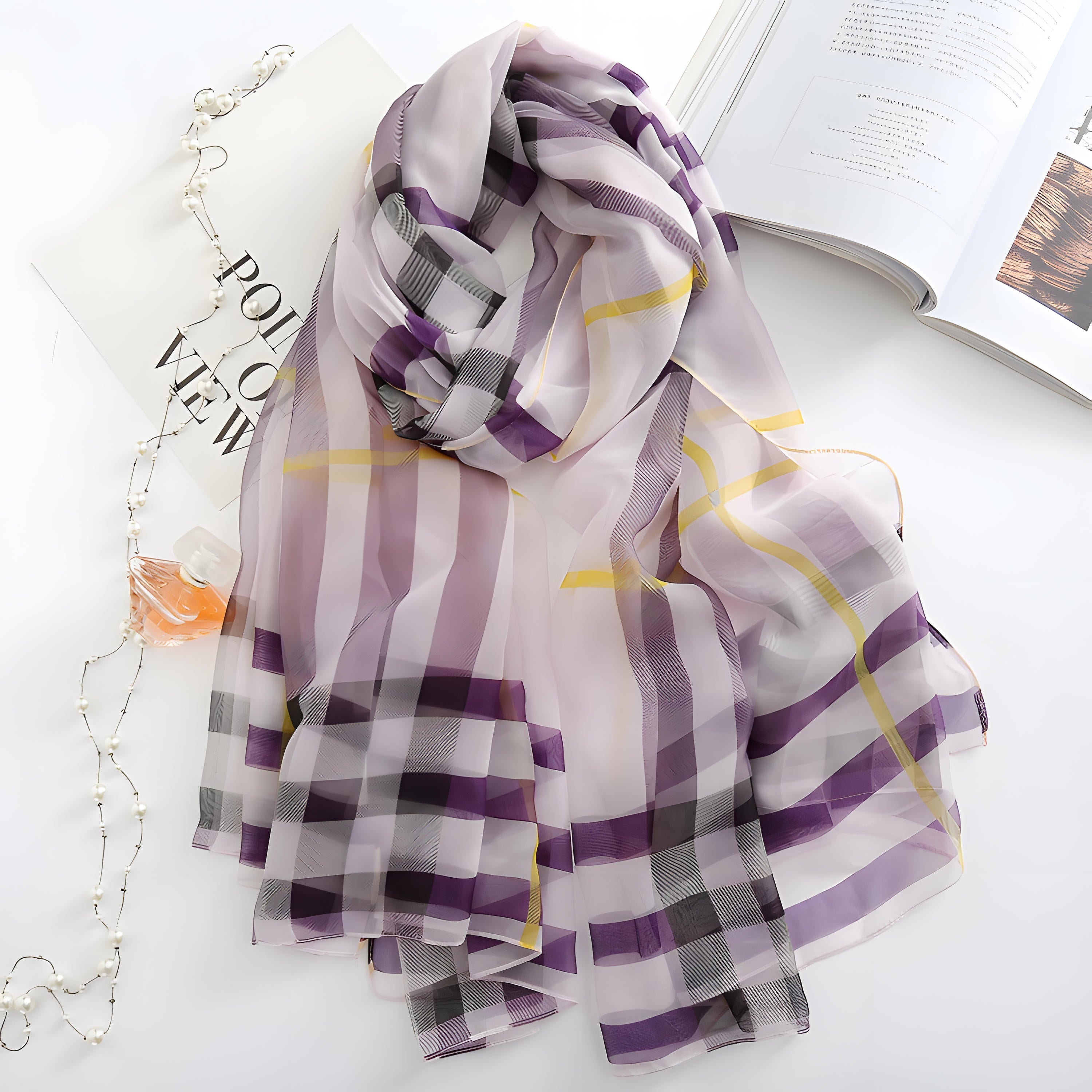 Luxury Printed Large Scarf - LUXURY SCARF 180 * 140 CMS - 585831285836_PUR