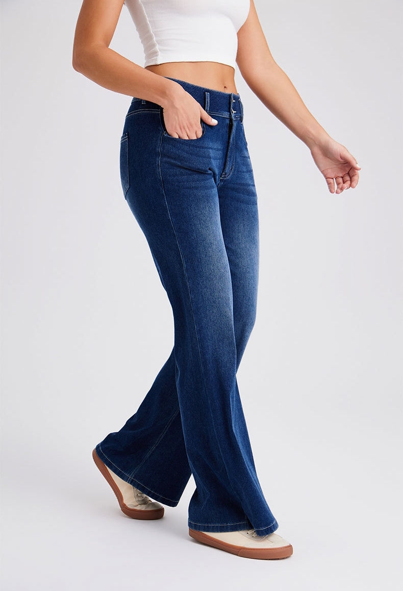 Free Flare Wide-Leg Dark Blue Denim alt