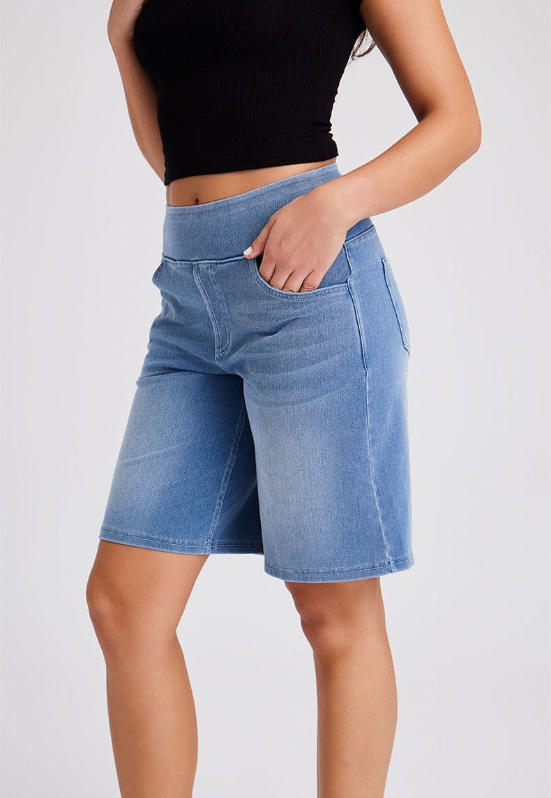 FlexForm Whiskered Denim Shorts in Light Blue alt