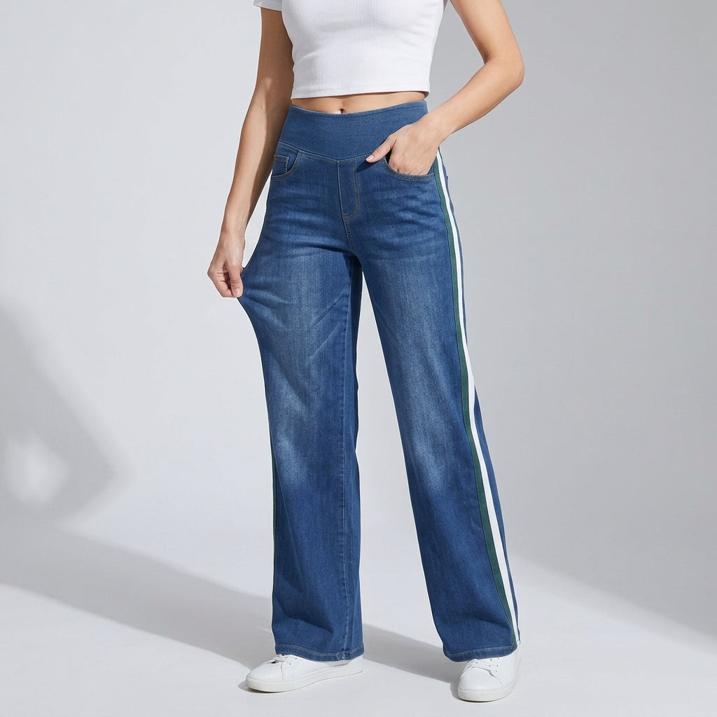 Metro-Track High-Waist Wide Leg Classic Blue Denim alt